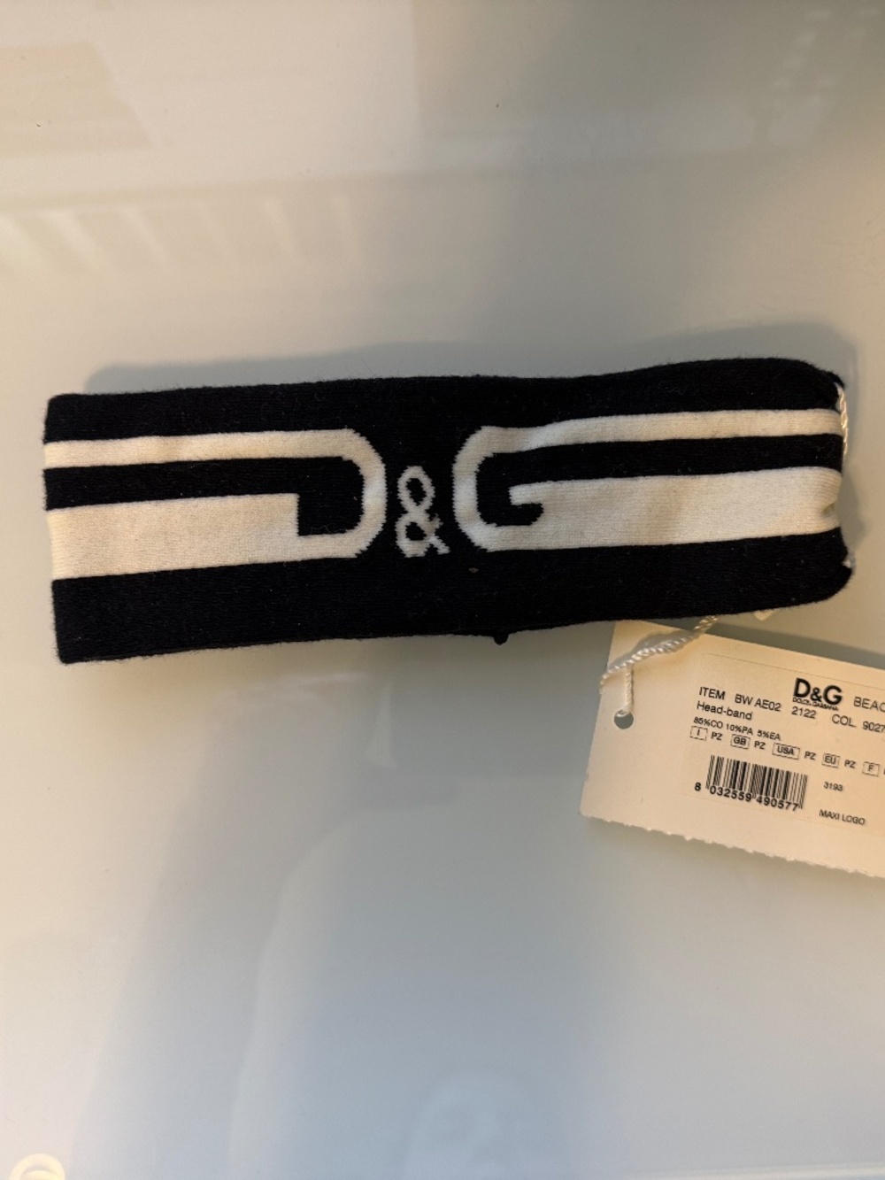 Dolce & Gabbana Headband Black & White Logo NWT